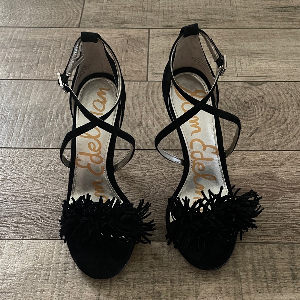 Sam Edelman Black Fringe Heels